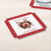 おもしろいルドルフが文字クリスマスを突破 ペーパーコースター (アングル)