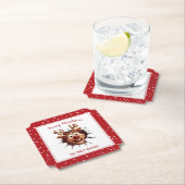 おもしろいルドルフが文字クリスマスを突破 ペーパーコースター (インサイチュ)