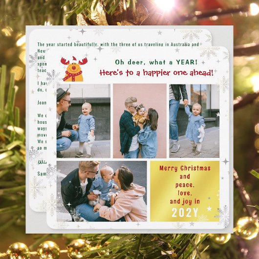 おもしろいルドルフOh Deer Peace Love Joyゴールデンフォト シーズンカード