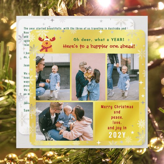 おもしろいルドルフOh Deer Peace Love Joyゴールデンフォト シーズンカード