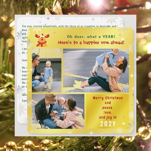 おもしろいルドルフOh Deer Peace Love Joyゴールデンフォト シーズンカード