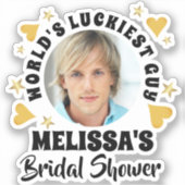 おもしろいルーム顔フォトブライダルシャワー シール (正面)