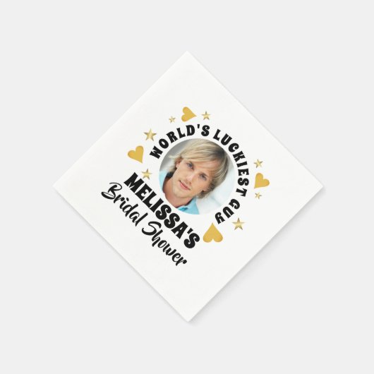 おもしろいルーム顔フォト金ゴールドハートブライダルシャワー スタンダードカクテルナプキン (角)