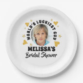 おもしろいルーム顔フォト金ゴールドハートブライダルシャワー ペーパープレート (正面)