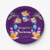 おもしろいレインザメの誕生日バルーンパーティー少年 ペーパープレート (正面)