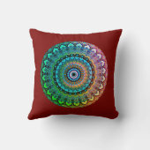 おもしろいレインボーとハートマンダラオンダークレッド クッション (裏面)