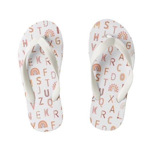 おもしろいレインボーアルファベットパターン キッズビーチサンダル (フットベッド)