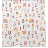 おもしろいレインボーアルファベットパターン シャワーカーテン (正面)