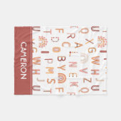 おもしろいレインボーアルファベットパターン フリースブランケット (正面(横))