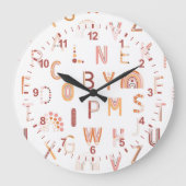 おもしろいレインボーアルファベットパターン ラージ壁時計 (正面)