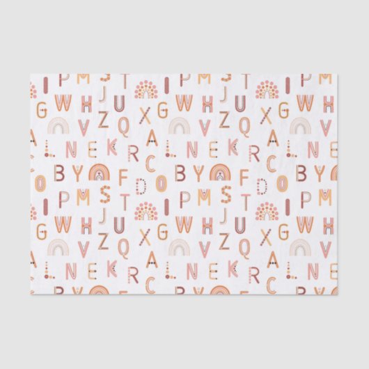 おもしろいレインボーアルファベットパターン 薄葉紙 (正面)