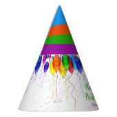 おもしろいレインボーカラフルバルーンハッピーバースデー パーティーハット (左)