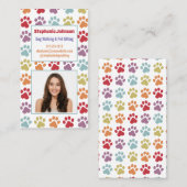 おもしろいレインボーカラーポープリントドッグウォーカー写真 名刺 (正面/裏面)