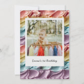 おもしろいレインボーケーキアイシング第1誕生日 招待状 (裏面)