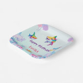 おもしろいレインボーシャーク誕生日バルーンパーティーファミリー ペーパープレート (傾斜あり)