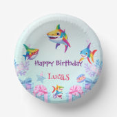 おもしろいレインボーシャーク誕生日バルーンパーティーファミリー ペーパーボウル (正面)