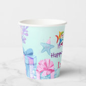 おもしろいレインボーシャーク誕生日バルーンパーティーファミリー 紙コップ (正面)