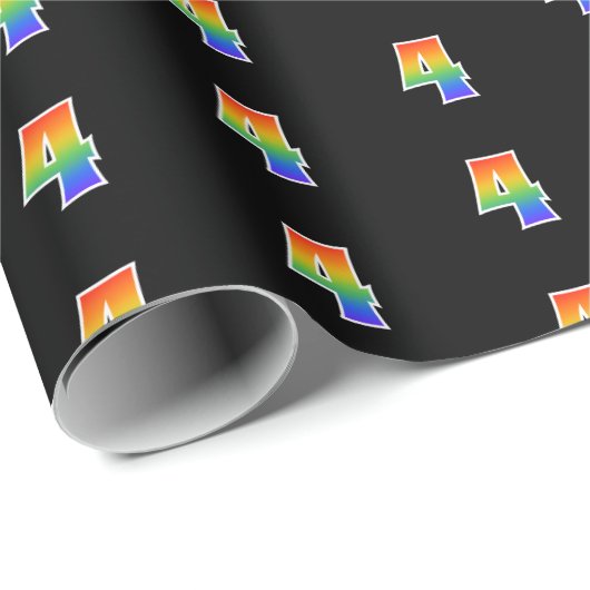 おもしろいレインボースペクトラムパターン「4」イベント番号 ラッピングペーパー (ロールコーナー)