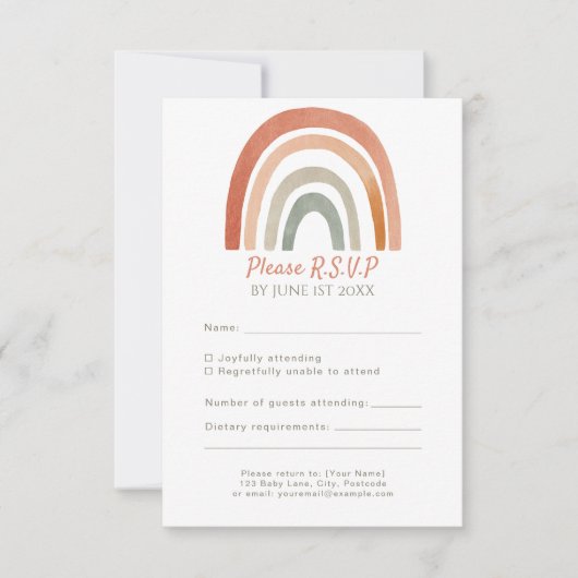 おもしろいレインボー素朴RSVP結婚の応答カード 出欠カード (正面)