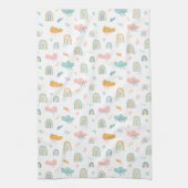 おもしろいレインボー&レインクラウドパターン キッチンタオル (縦)