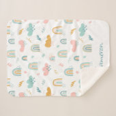 おもしろいレインボー&レインクラウドパターン シェルパブランケット (正面(横))