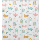 おもしろいレインボー&レインクラウドパターン シャワーカーテン (正面)