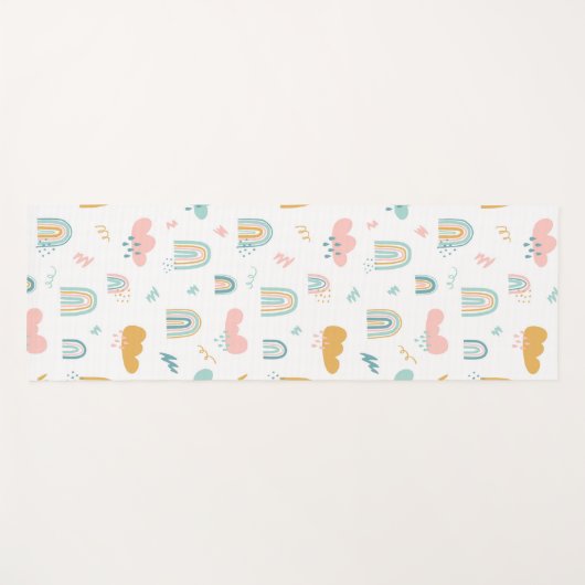 おもしろいレインボー&レインクラウドパターン ヨガマット (正面(横))