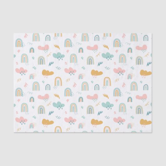 おもしろいレインボー&レインクラウドパターン 薄葉紙 (正面)