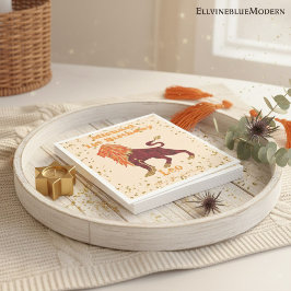 おもしろいレオファースト誕生日&金ゴールド紙吹雪 スタンダードカクテルナプキン