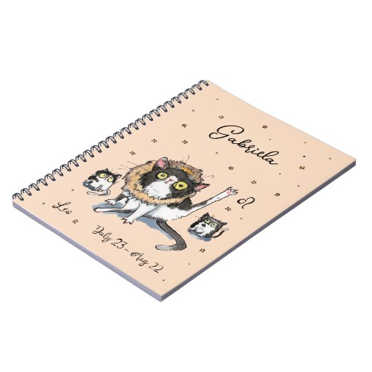 おもしろいレオ〔占星術の〕十二宮図キングキャットライオンスターサイン占星術 ノートブック (左側)