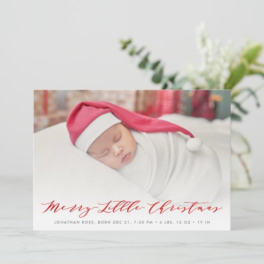 おもしろいレタリングクリスマスの誕生のお知らせカード 案内状 (スタンド正面)