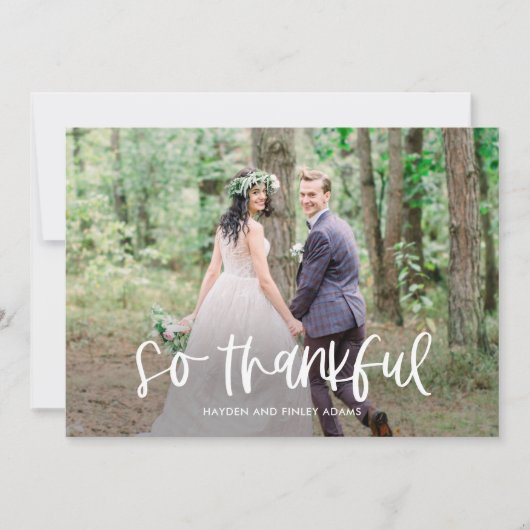 おもしろいレタリング編集可能結婚色 サンキューカード (正面)