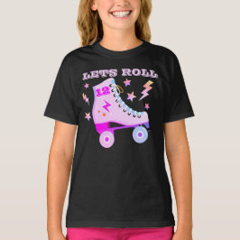 おもしろいレッズ転がローラスケートで滑るレトロネオンピンク時代 Tシャツ