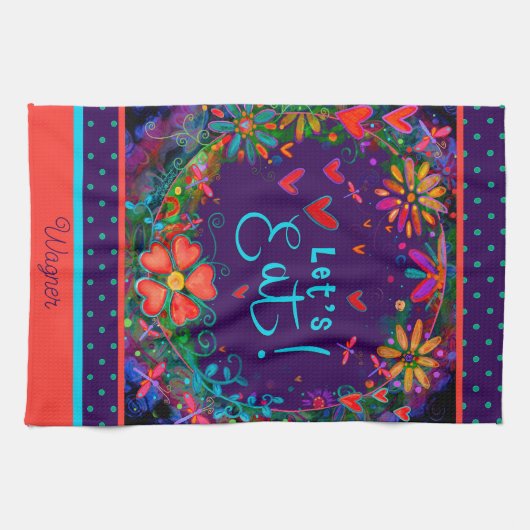 おもしろいレッズ食べ引用文フローラハート名厨房 キッチンタオル (横)