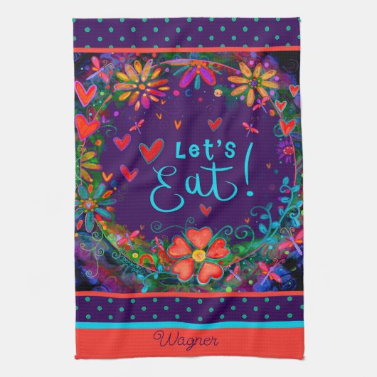 おもしろいレッズ食べ引用文フローラハート名厨房 キッチンタオル (縦)