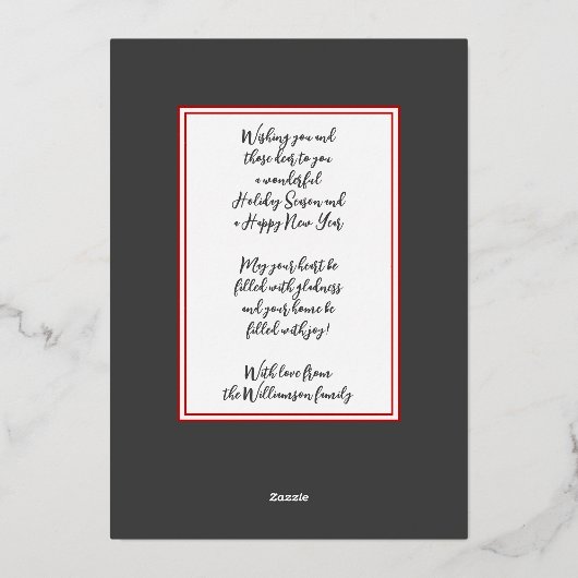 おもしろいレッドカスタム金ゴールドペパーミントキャンディーケインストライプ 箔シーズンカード (裏面)