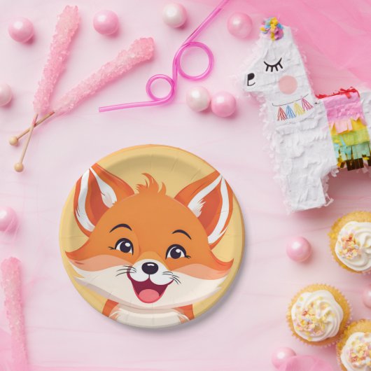 おもしろいレッドキツネ顔サファリワイルドジャングルバースデーパーティー ペーパープレート (パーティー)