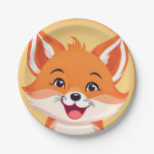 おもしろいレッドキツネ顔サファリワイルドジャングルバースデーパーティー ペーパープレート (正面)