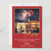 おもしろいレッドキャットフォトクリスマス年賀状 シーズンカード (裏面)