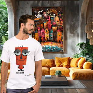 おもしろいレッドキャラクターイラストレーションスラッガバイデザイン Tシャツ