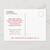 おもしろいレッドクリスマスバウブル3フォトホリデーパーティー インビテーションポストカード (裏面)