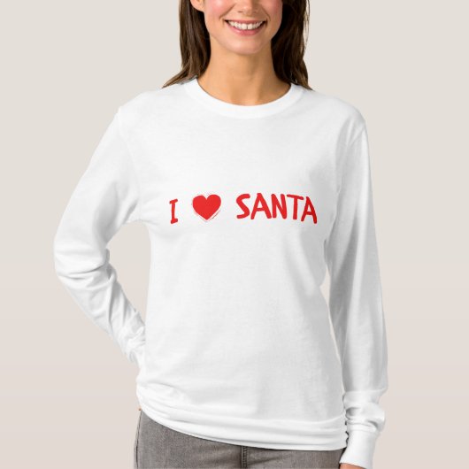 おもしろいレッドクリスマスI愛サンタハート女性 Tシャツ (正面)