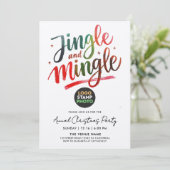 おもしろいレッドグリーンクリスマス会社のロゴブラシスクリプト 招待状 (スタンド正面)