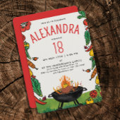 おもしろいレッドグリーンバックヤードグリルステーキベギピクニック 招待状