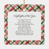 おもしろいレッドグリーンプレイドチェッククリスマスフォトカスタム セラミックオーナメント (裏面)