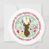 おもしろいレッドスクリプトサンタトナカイ名クリスマス シーズンカード (正面)