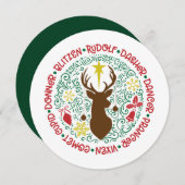 おもしろいレッドスクリプトサンタトナカイ名クリスマス シーズンカード (正面/裏面)