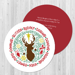 おもしろいレッドスクリプトサンタトナカイ名クリスマス シーズンカード