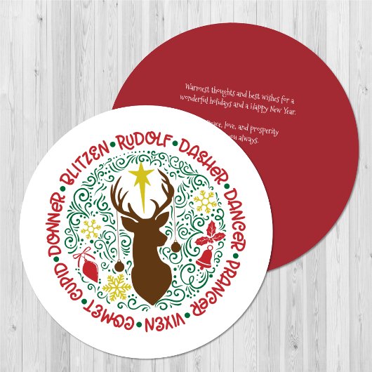 おもしろいレッドスクリプトサンタトナカイ名クリスマス シーズンカード