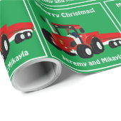 おもしろいレッドトラクター&トレーラー ラッピングペーパー (ロールコーナー)
